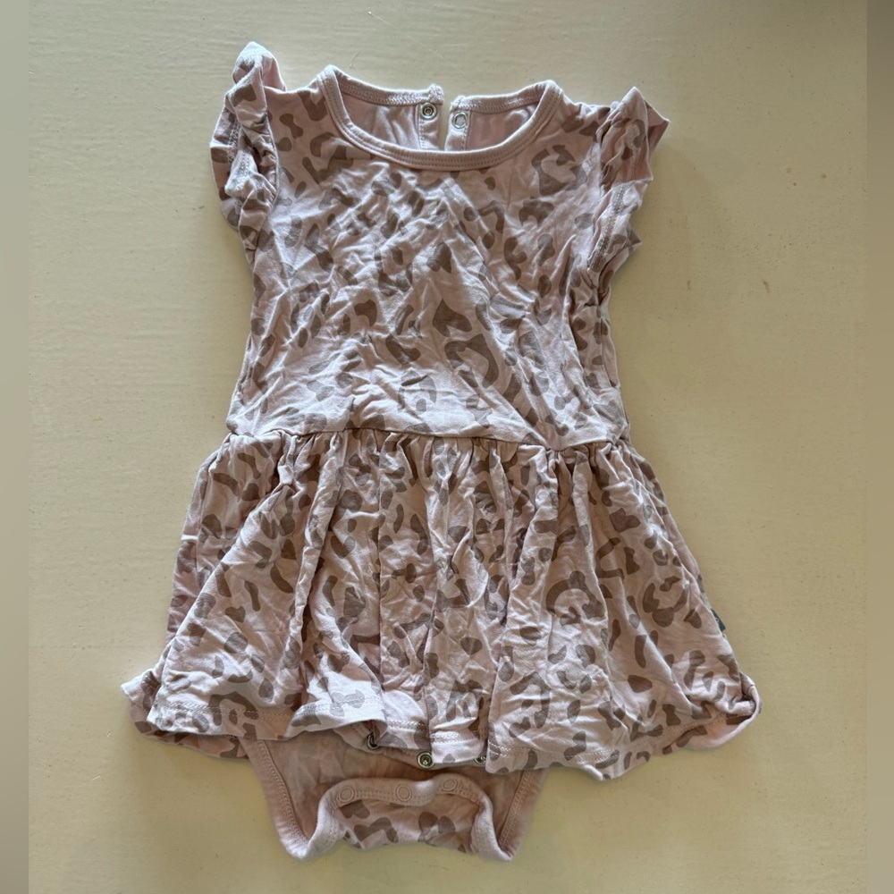 Kyte Baby Blush Leopard Twirl Bodysuit Dress
